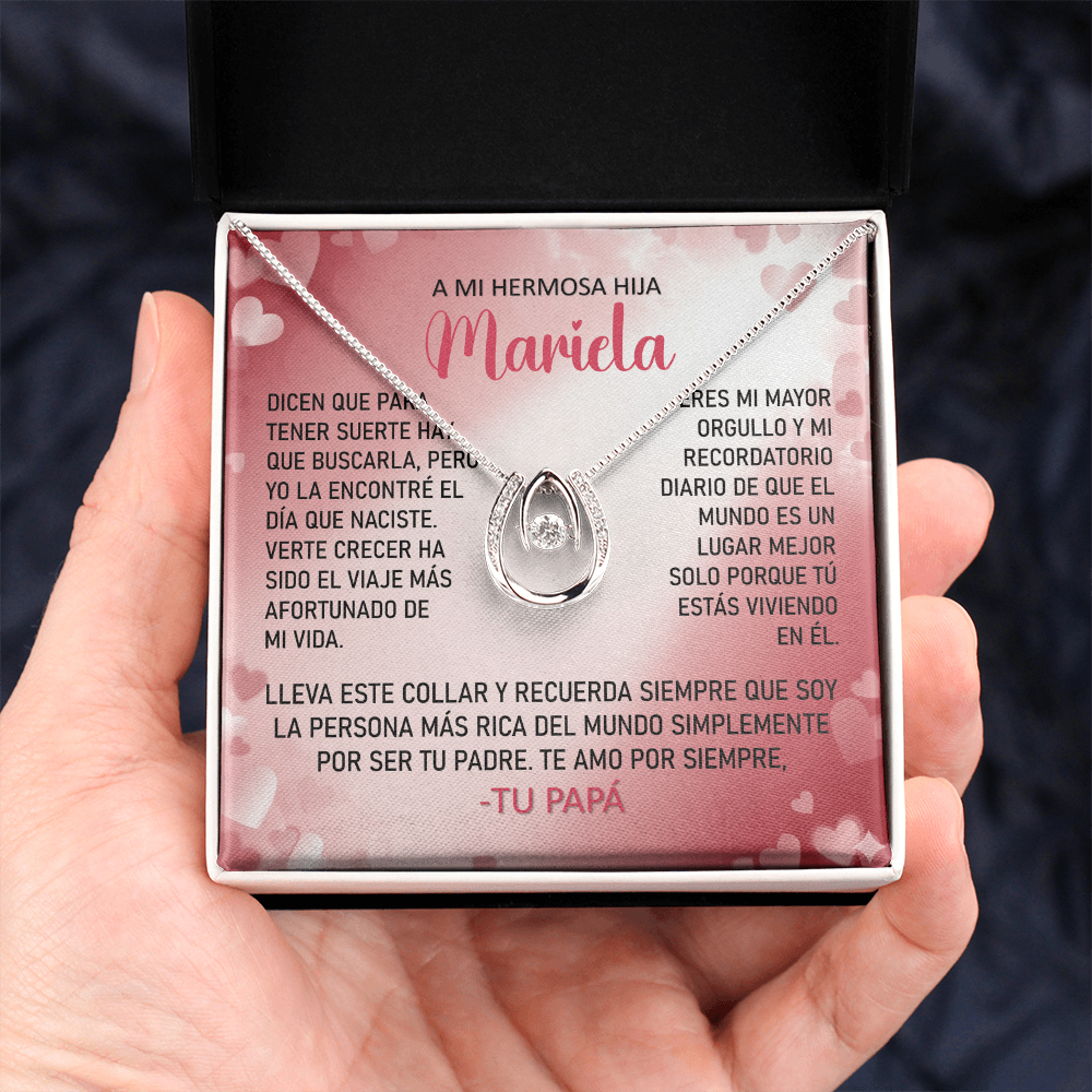 Collar MIKORA Lucky in Love Edición: "Mi Mayor Tesoro" – Regalo de Suerte y Orgullo para Hija | Oro 14K y Cristal de la Fortuna