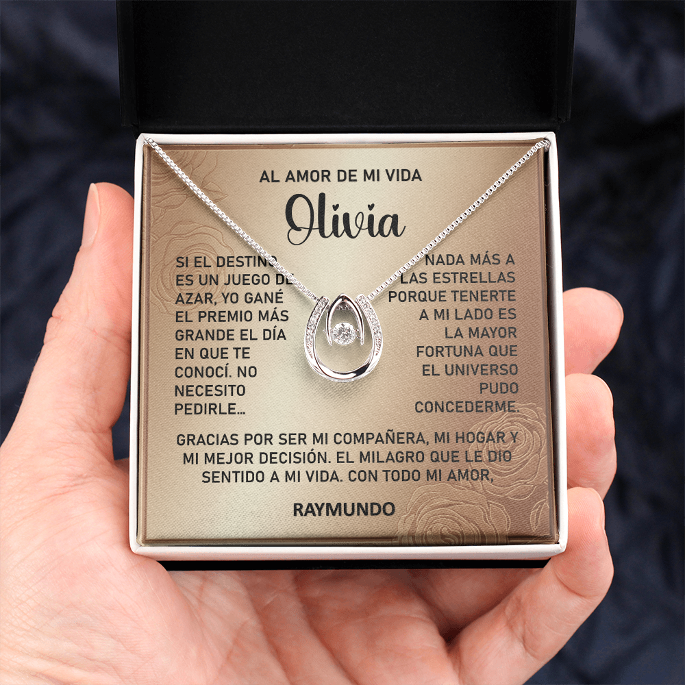 Collar MIKORA Lucky in Love Edición: "El Premio de Mi Vida" – Regalo de Lujo para el Amor de mi Vida | Oro Blanco de 14K y Cristal de la Fortuna