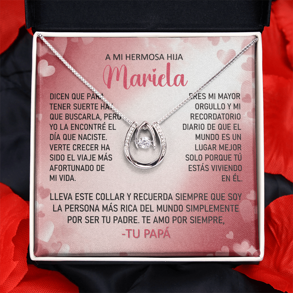 Collar MIKORA Lucky in Love Edición: "Mi Mayor Tesoro" – Regalo de Suerte y Orgullo para Hija | Oro 14K y Cristal de la Fortuna