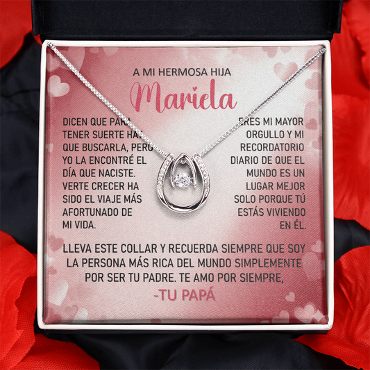 Collar MIKORA Lucky in Love Edición: "Mi Mayor Tesoro" – Regalo de Suerte y Orgullo para Hija | Oro 14K y Cristal de la Fortuna