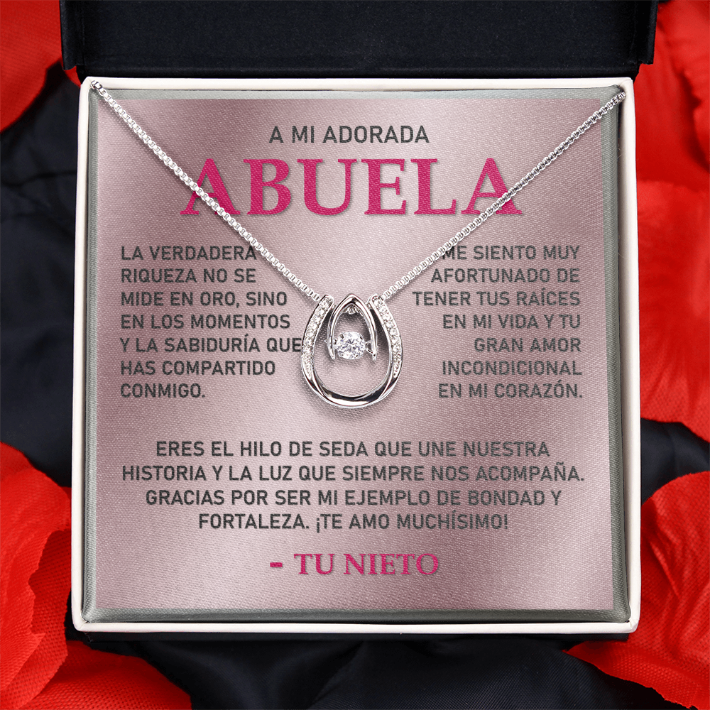 Collar MIKORA Lucky in Love Edición: "Raíces de Amor" – Regalo de Legado para Abuela | Baño de Oro Blanco 14K y Cristal de la Fortuna