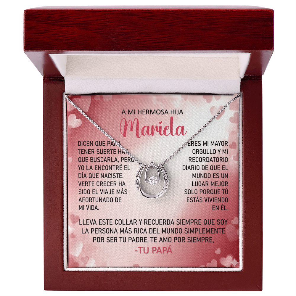 Collar MIKORA Lucky in Love Edición: "Mi Mayor Tesoro" – Regalo de Suerte y Orgullo para Hija | Oro 14K y Cristal de la Fortuna