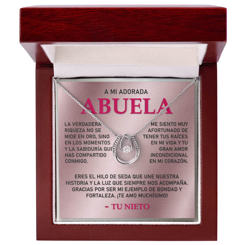 Collar MIKORA Lucky in Love Edición: "Raíces de Amor" – Regalo de Legado para Abuela | Baño de Oro Blanco 14K y Cristal de la Fortuna