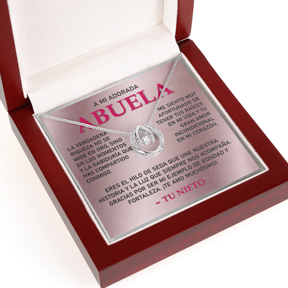 Collar MIKORA Lucky in Love Edición: "Raíces de Amor" – Regalo de Legado para Abuela | Baño de Oro Blanco 14K y Cristal de la Fortuna
