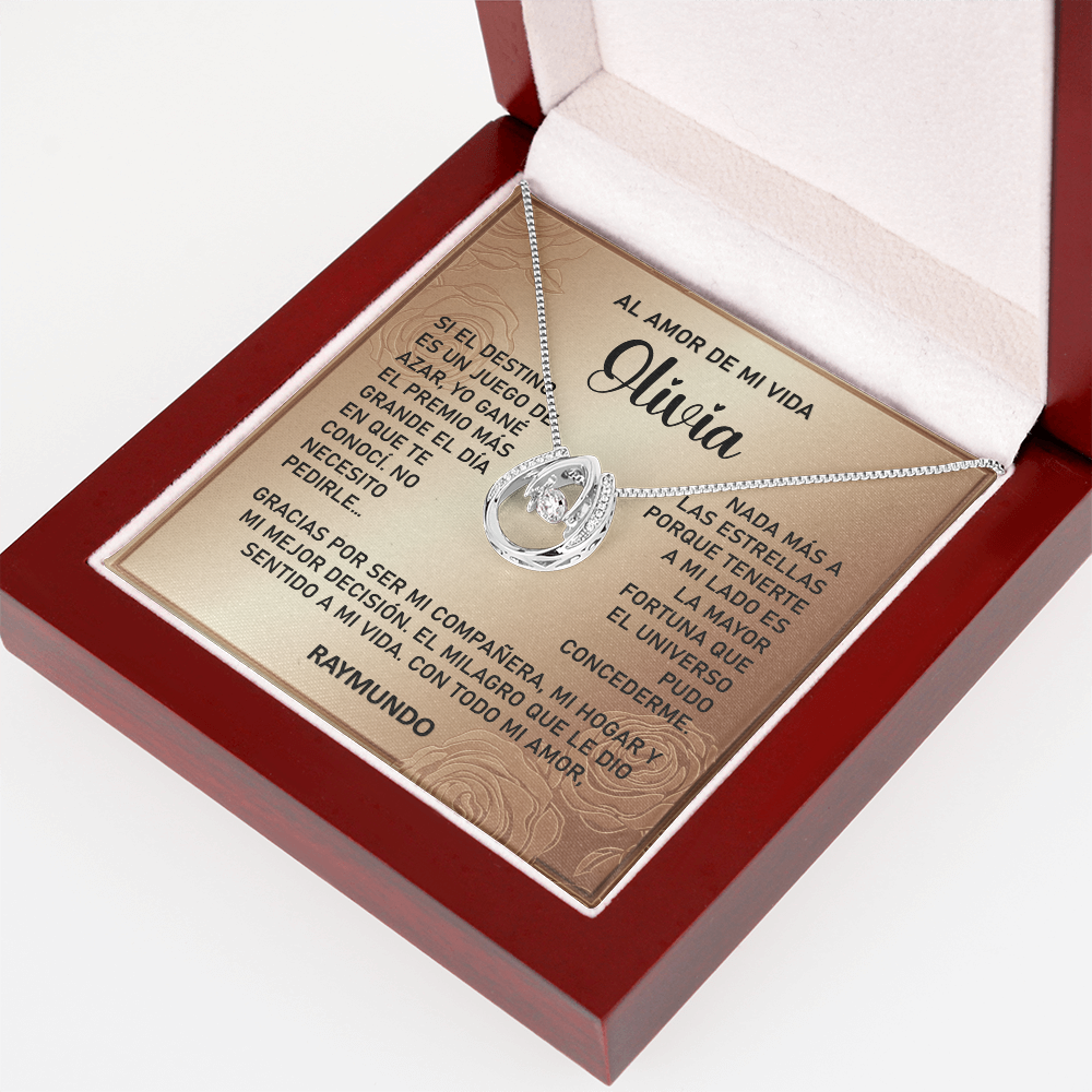 Collar MIKORA Lucky in Love Edición: "El Premio de Mi Vida" – Regalo de Lujo para el Amor de mi Vida | Oro Blanco de 14K y Cristal de la Fortuna