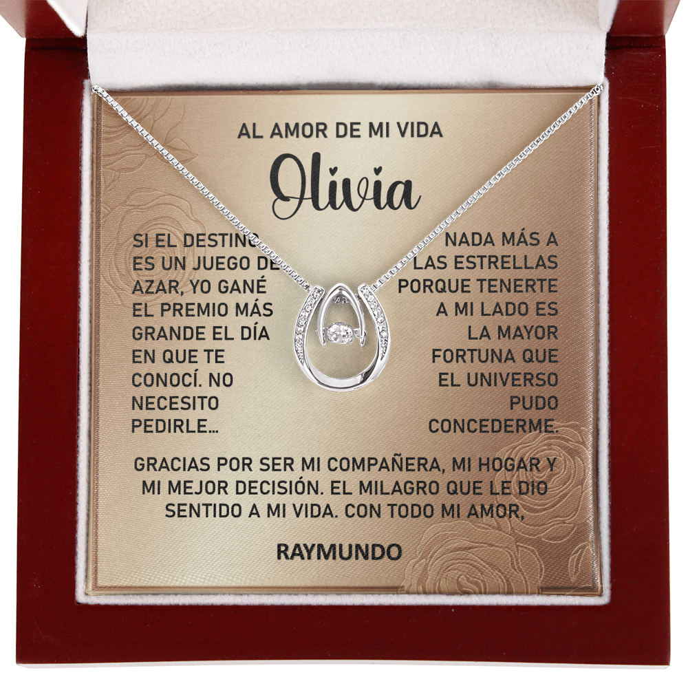 Collar MIKORA Lucky in Love Edición: "El Premio de Mi Vida" – Regalo de Lujo para el Amor de mi Vida | Oro Blanco de 14K y Cristal de la Fortuna