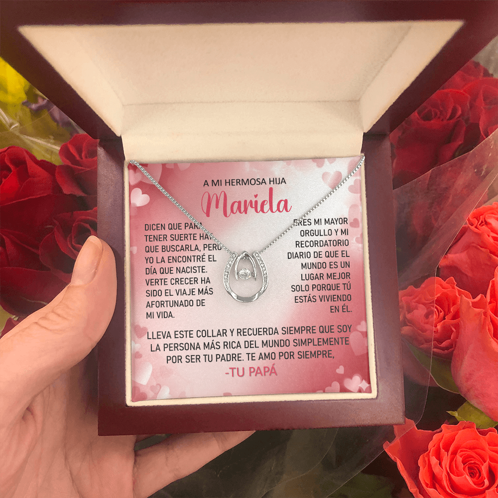 Collar MIKORA Lucky in Love Edición: "Mi Mayor Tesoro" – Regalo de Suerte y Orgullo para Hija | Oro 14K y Cristal de la Fortuna
