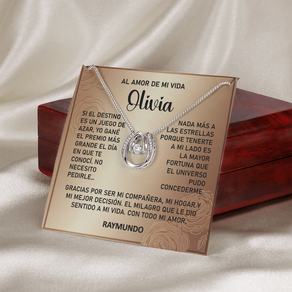 Collar MIKORA Lucky in Love Edición: "El Premio de Mi Vida" – Regalo de Lujo para el Amor de mi Vida | Oro Blanco de 14K y Cristal de la Fortuna