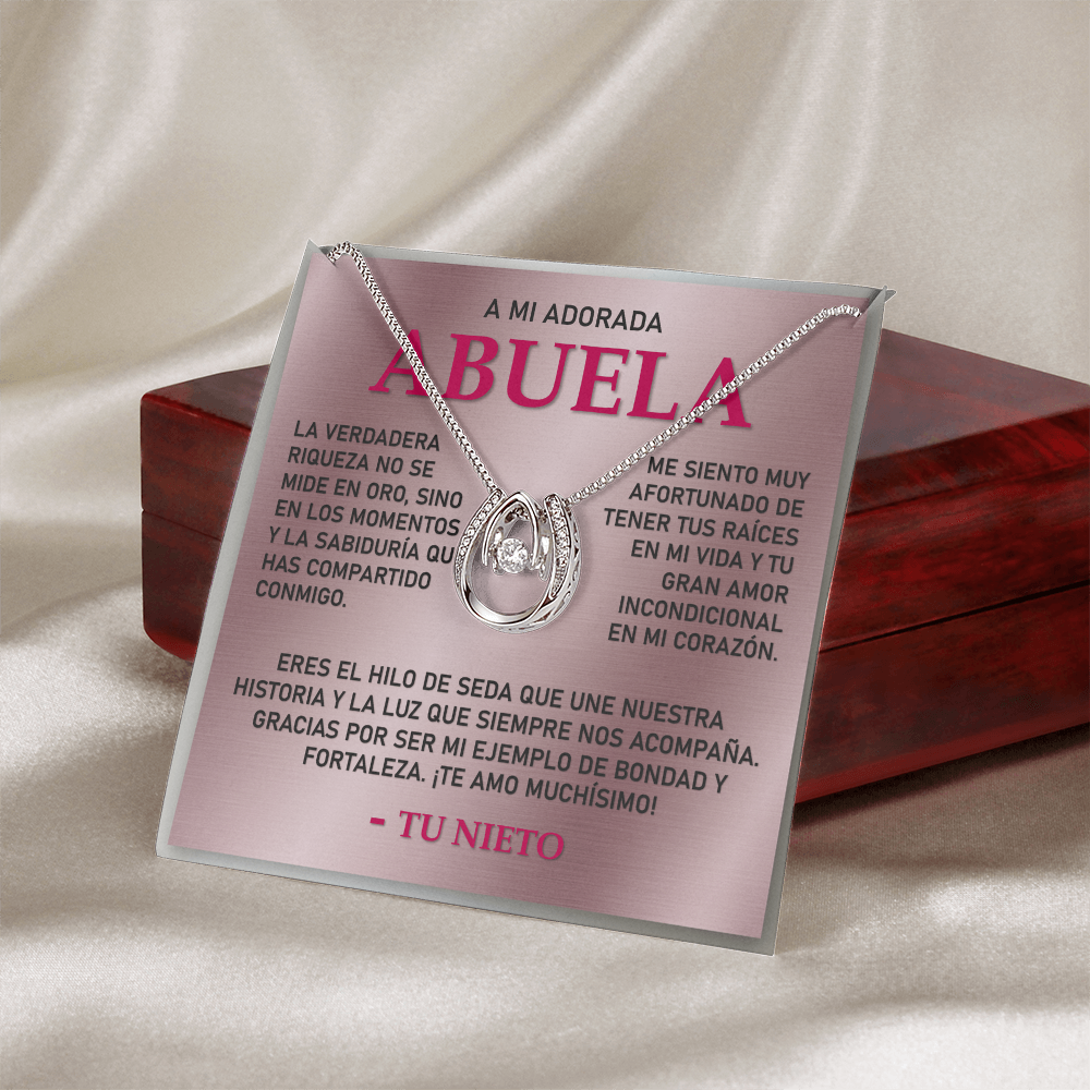 Collar MIKORA Lucky in Love Edición: "Raíces de Amor" – Regalo de Legado para Abuela | Baño de Oro Blanco 14K y Cristal de la Fortuna