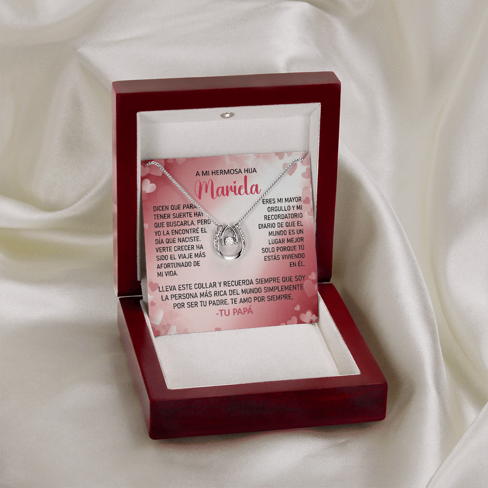 Collar MIKORA Lucky in Love Edición: "Mi Mayor Tesoro" – Regalo de Suerte y Orgullo para Hija | Oro 14K y Cristal de la Fortuna