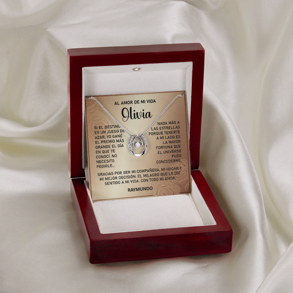Collar MIKORA Lucky in Love Edición: "El Premio de Mi Vida" – Regalo de Lujo para el Amor de mi Vida | Oro Blanco de 14K y Cristal de la Fortuna