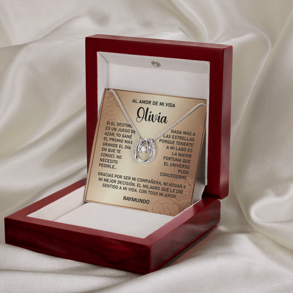 Collar MIKORA Lucky in Love Edición: "El Premio de Mi Vida" – Regalo de Lujo para el Amor de mi Vida | Oro Blanco de 14K y Cristal de la Fortuna