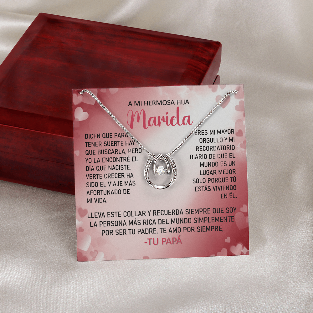 Collar MIKORA Lucky in Love Edición: "Mi Mayor Tesoro" – Regalo de Suerte y Orgullo para Hija | Oro 14K y Cristal de la Fortuna