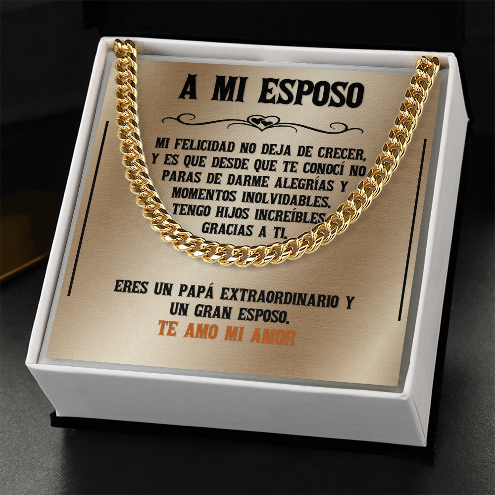 Cuban Link Chain: El Rey de mi Corazón | Regalo para Esposo