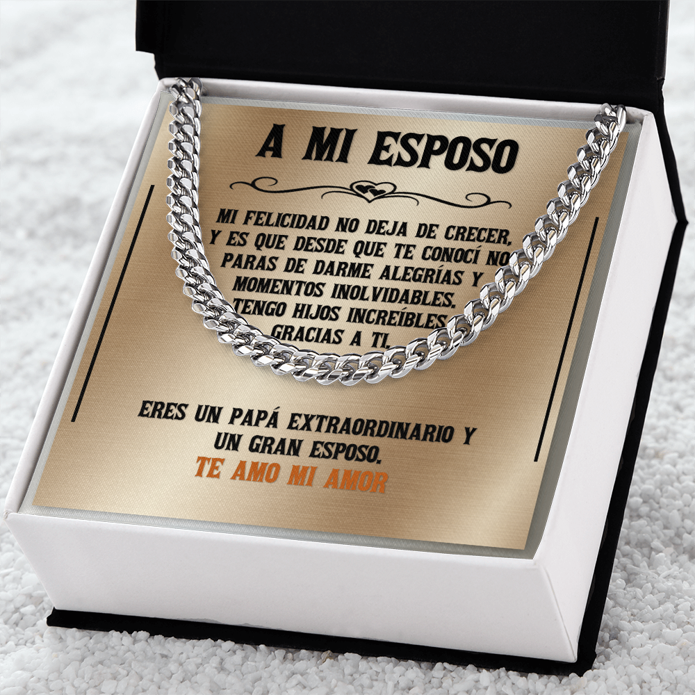 Cuban Link Chain: El Rey de mi Corazón | Regalo para Esposo