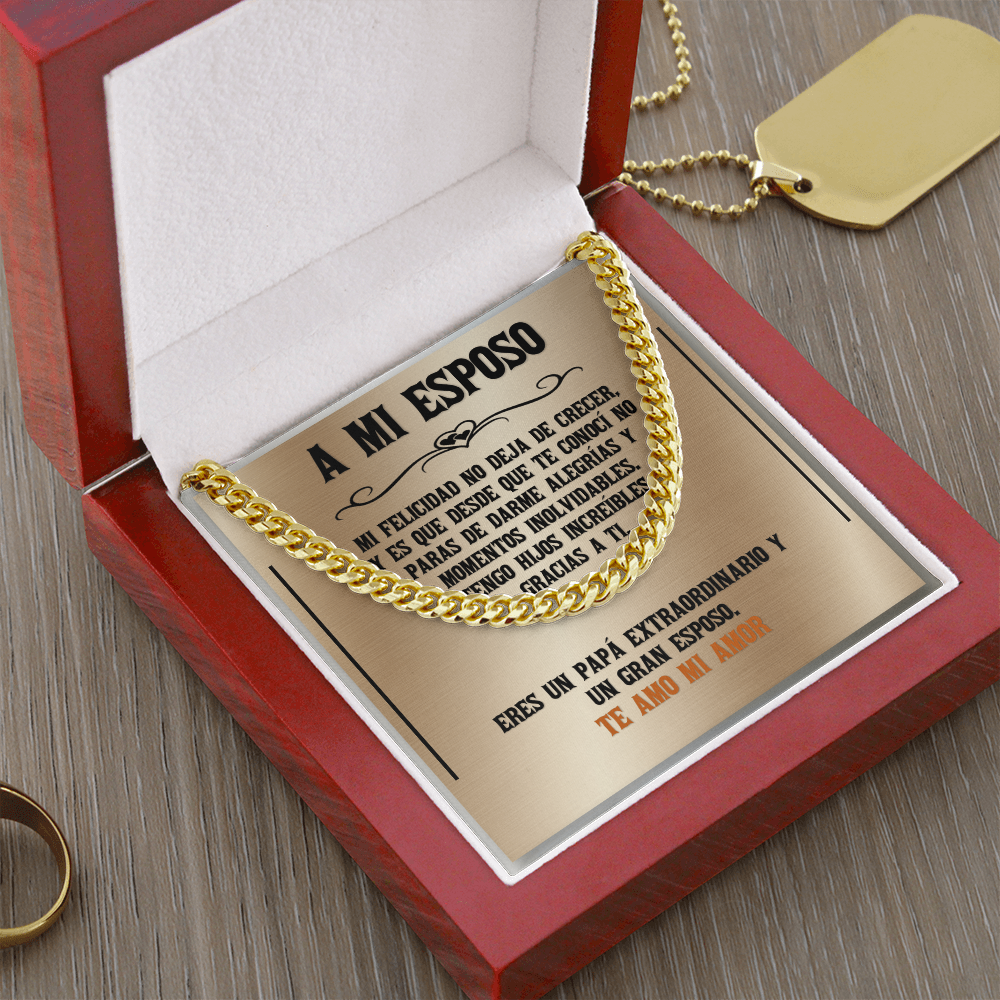 Cuban Link Chain: El Rey de mi Corazón | Regalo para Esposo
