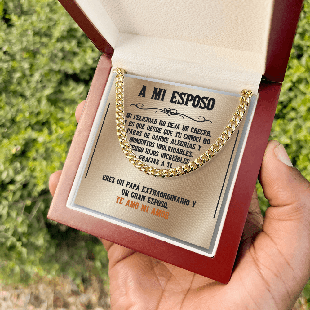 Cuban Link Chain: El Rey de mi Corazón | Regalo para Esposo
