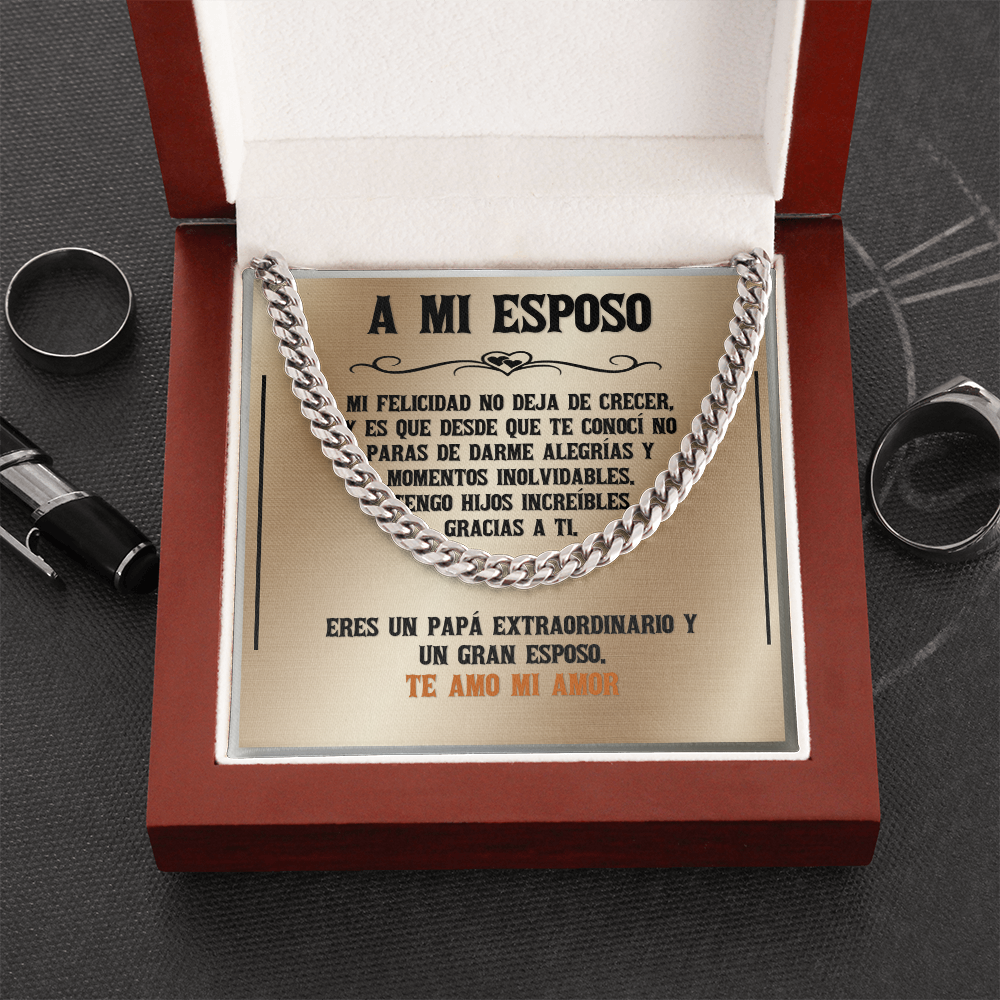 Cuban Link Chain: El Rey de mi Corazón | Regalo para Esposo
