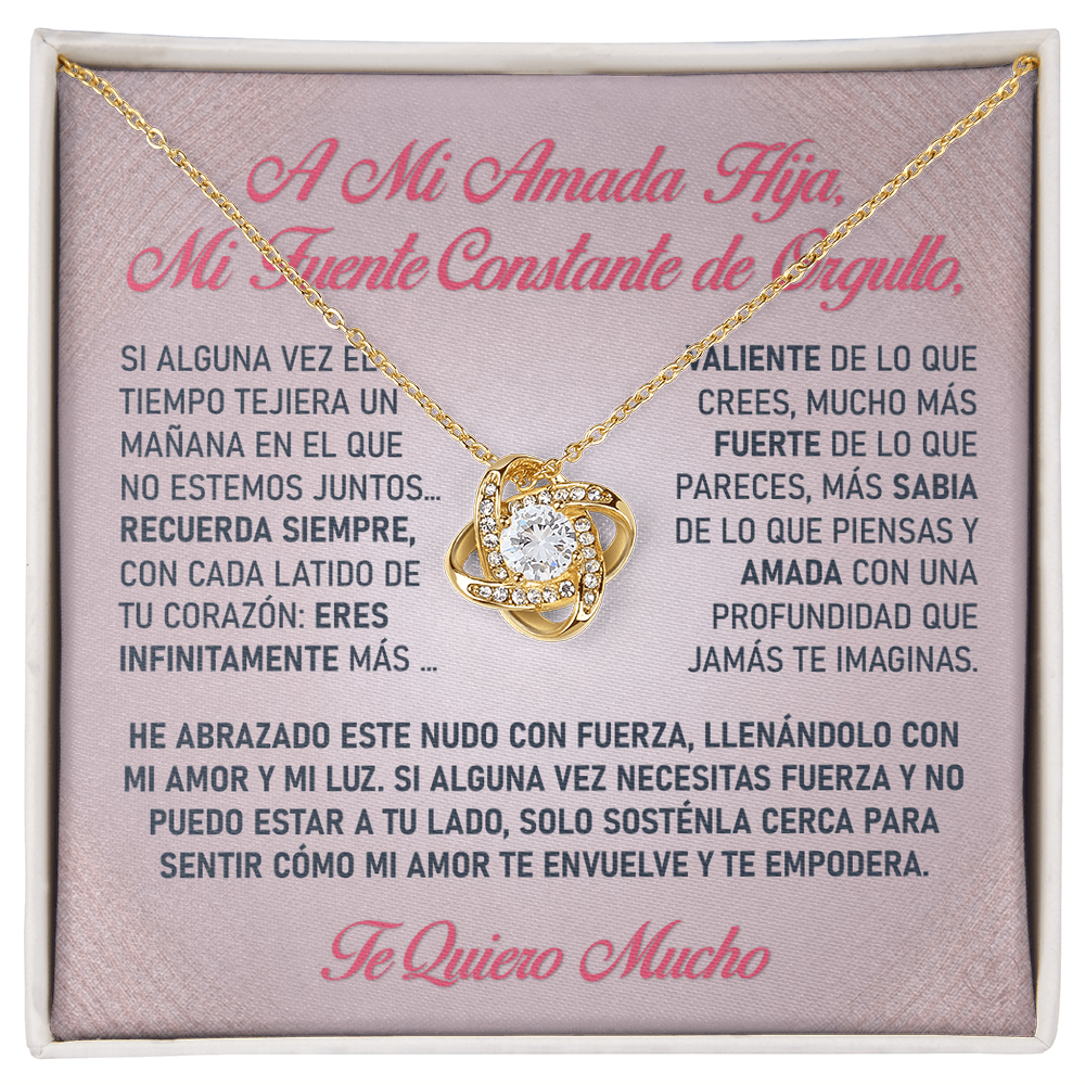 Collar "Luz de tu Valentía" (Love Knot - Hija) – El Nudo Eterno de tu Fuerza Radiante ✨🎀💖
