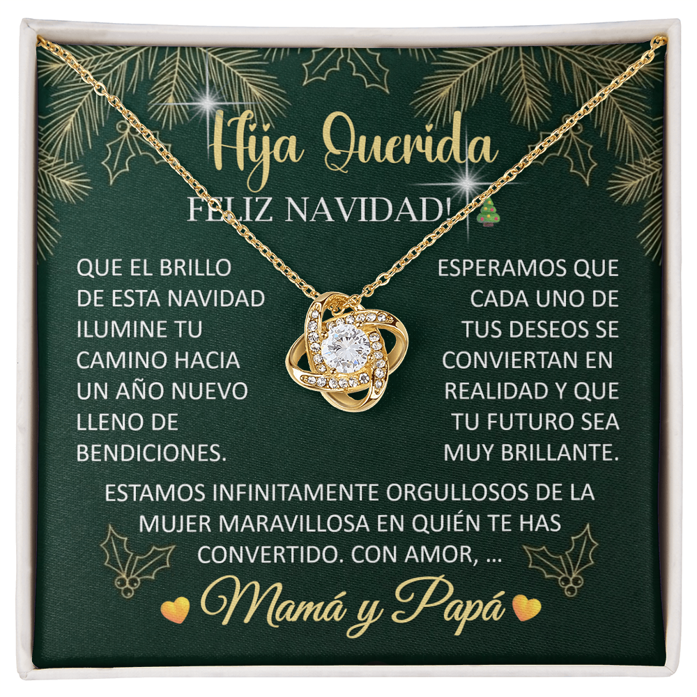 Collar Love Knot Edición Navideña: "Hija Querida, ¡Feliz Navidad!" – Regalo de Mamá y Papá 🎄✨