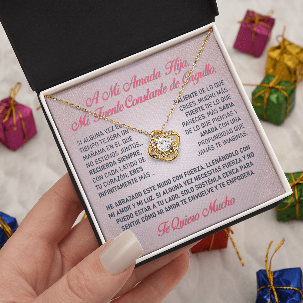 Collar "Luz de tu Valentía" (Love Knot - Hija) – El Nudo Eterno de tu Fuerza Radiante ✨🎀💖