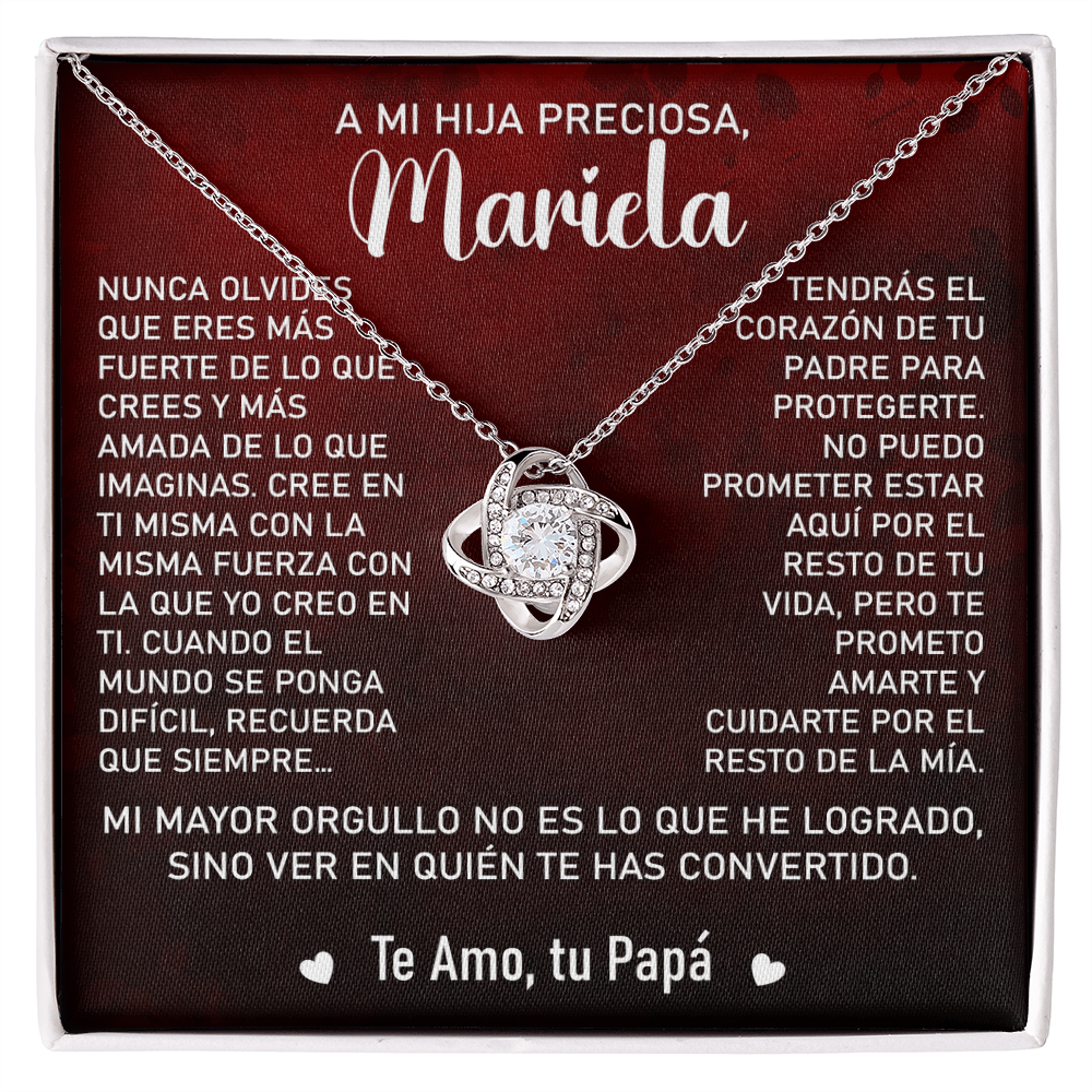 Collar Mikora Love Knot: "Mi Mayor Orgullo Eres Tu" (Acabado en Oro de 14q-18q)