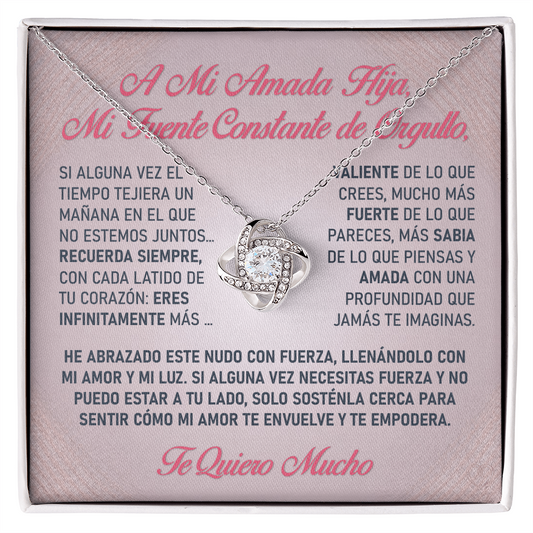 Collar "Luz de tu Valentía" (Love Knot - Hija) – El Nudo Eterno de tu Fuerza Radiante ✨🎀💖