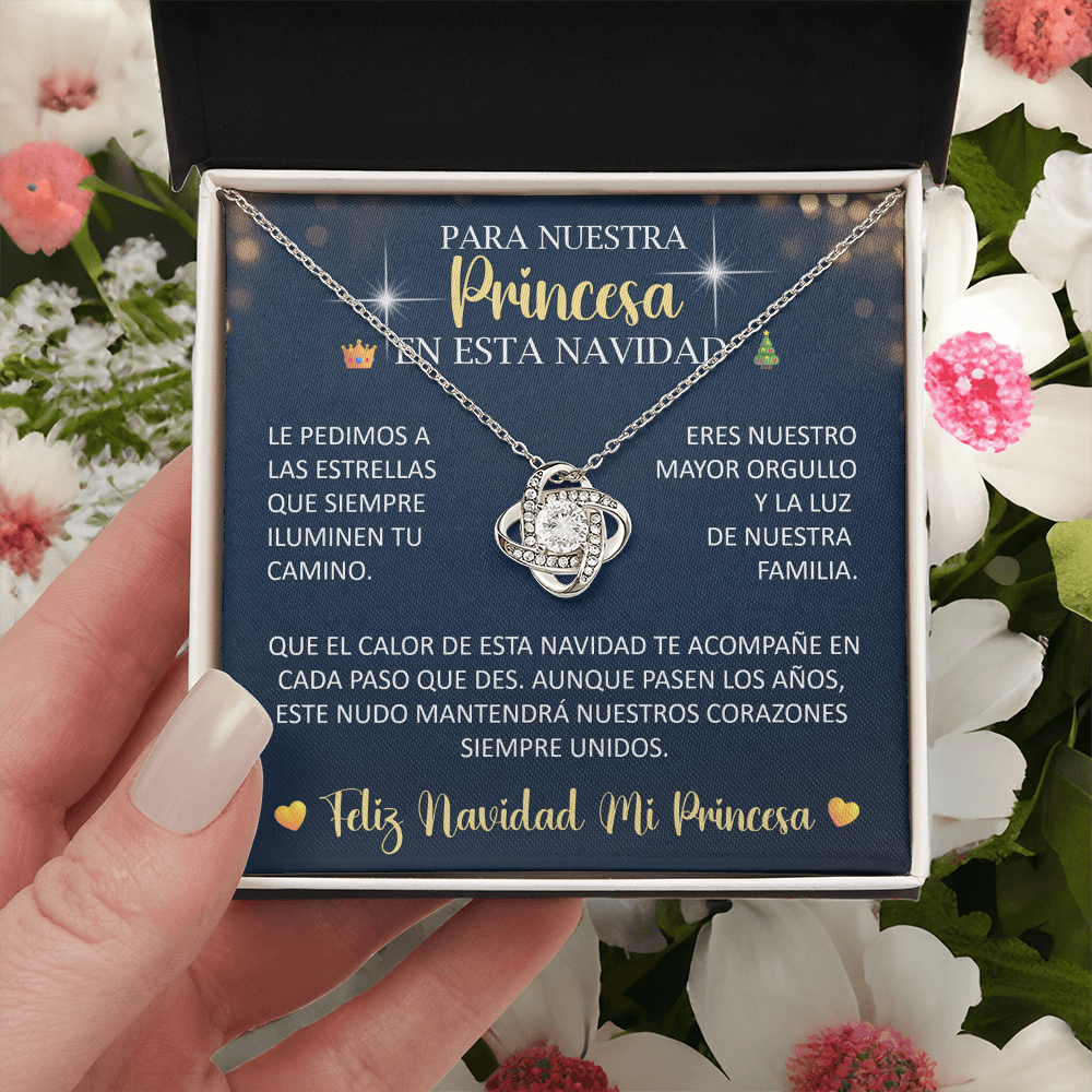Collar Love Knot Edicion Navideña: "Para Nuestra Princesa en esta Navidad" – Regalo de Mamá y Papá 🎄👑