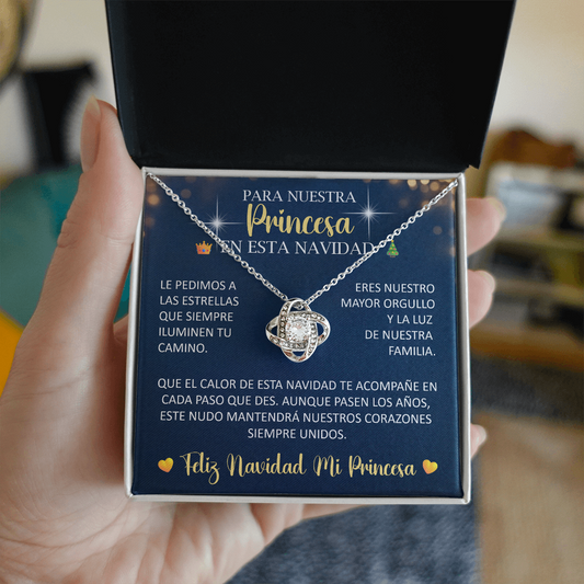 Collar Love Knot Edicion Navideña: "Para Nuestra Princesa en esta Navidad" – Regalo de Mamá y Papá 🎄👑