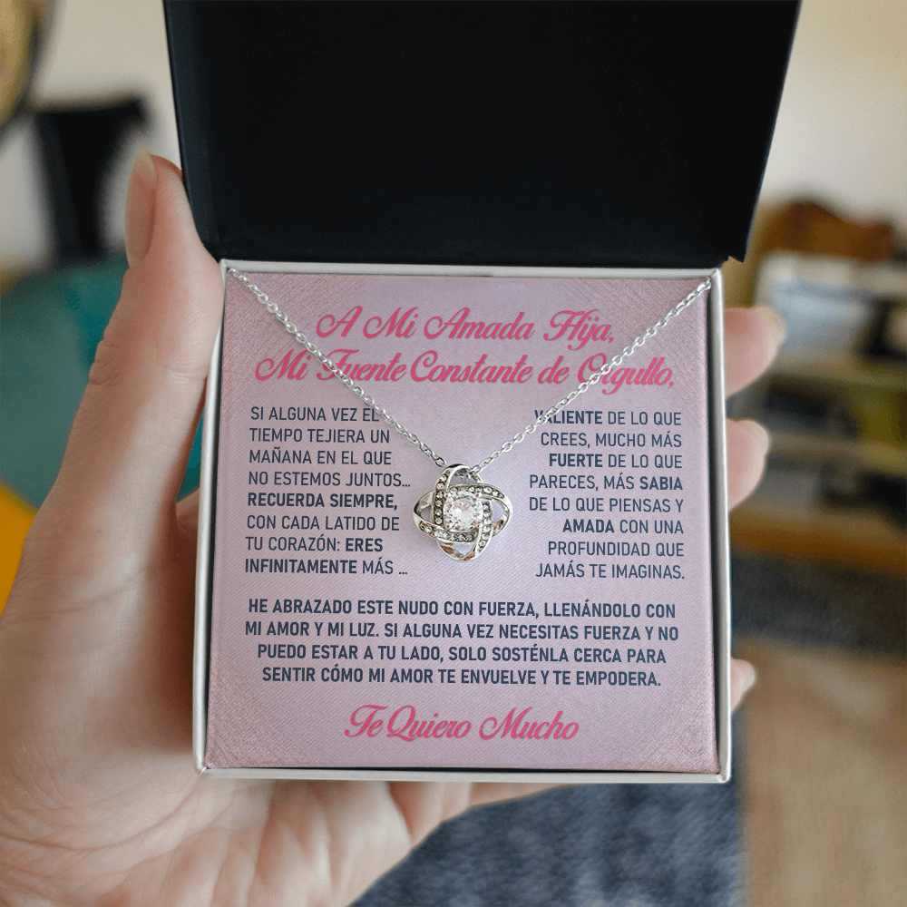 Collar "Luz de tu Valentía" (Love Knot - Hija) – El Nudo Eterno de tu Fuerza Radiante ✨🎀💖
