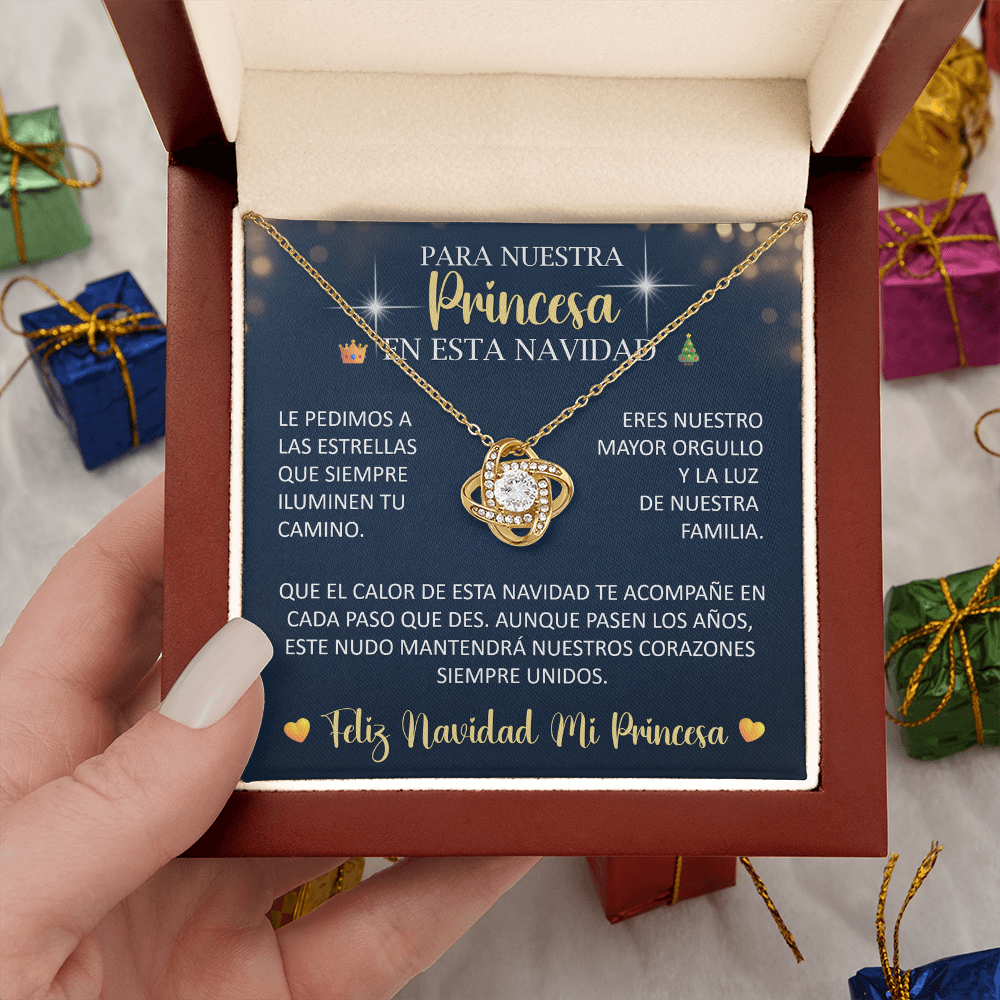 Collar Love Knot Edicion Navideña: "Para Nuestra Princesa en esta Navidad" – Regalo de Mamá y Papá 🎄👑