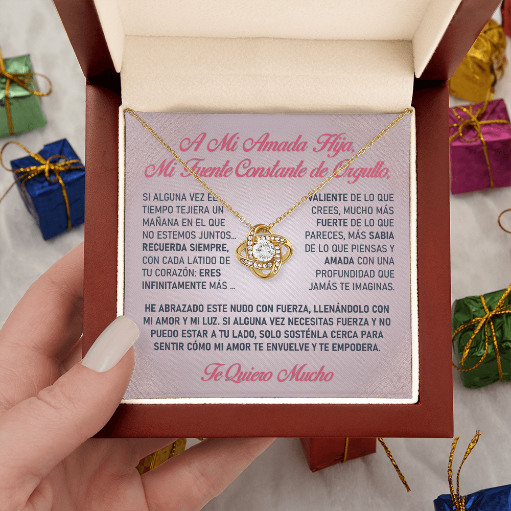 Collar "Luz de tu Valentía" (Love Knot - Hija) – El Nudo Eterno de tu Fuerza Radiante ✨🎀💖