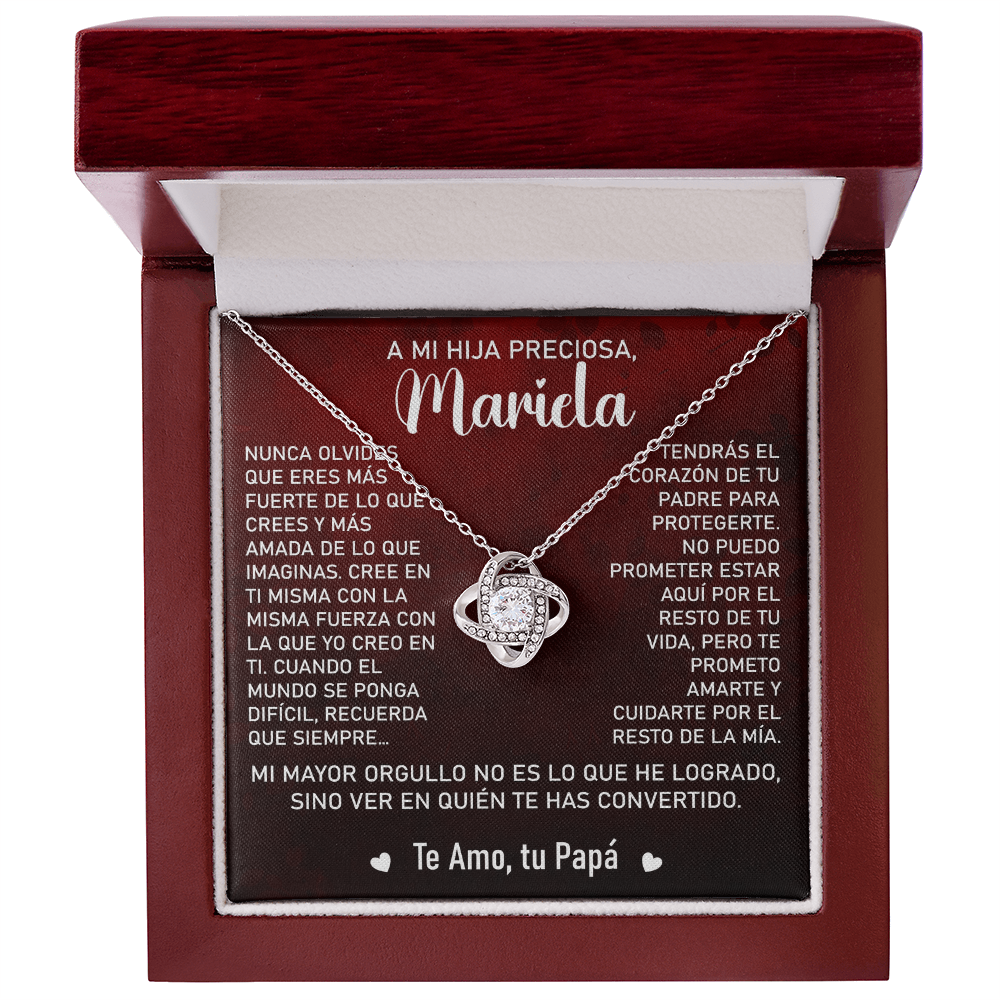 Collar Mikora Love Knot: "Mi Mayor Orgullo Eres Tu" (Acabado en Oro de 14q-18q)