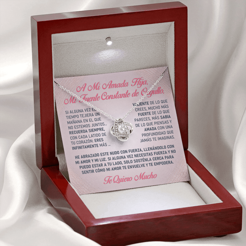 Collar "Luz de tu Valentía" (Love Knot - Hija) – El Nudo Eterno de tu Fuerza Radiante ✨🎀💖