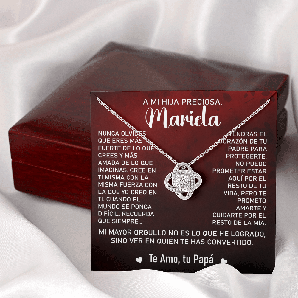 Collar Mikora Love Knot: "Mi Mayor Orgullo Eres Tu" (Acabado en Oro de 14q-18q)