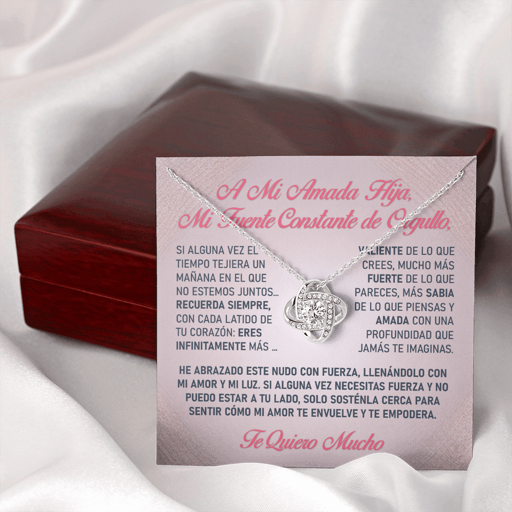 Collar "Luz de tu Valentía" (Love Knot - Hija) – El Nudo Eterno de tu Fuerza Radiante ✨🎀💖