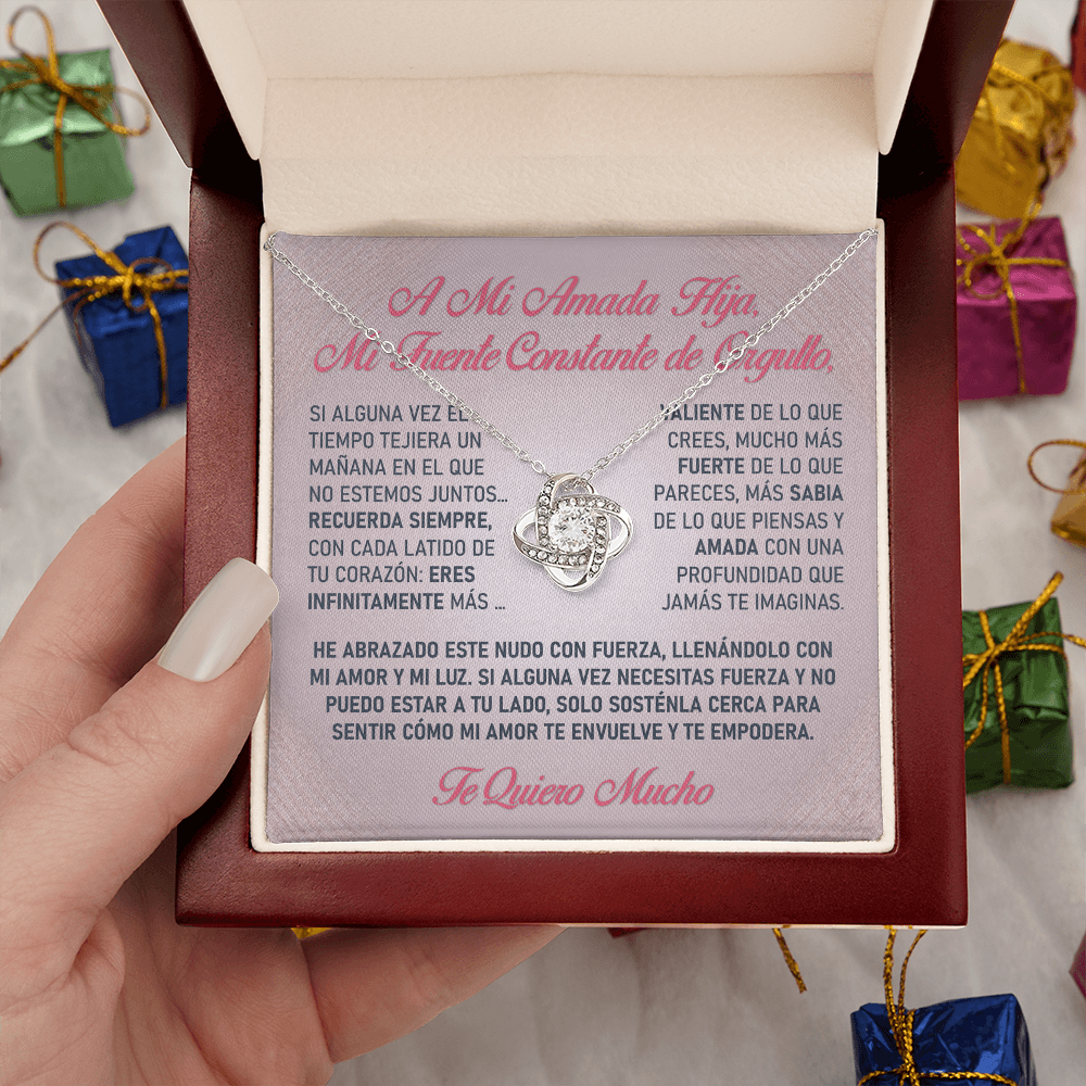 Collar "Luz de tu Valentía" (Love Knot - Hija) – El Nudo Eterno de tu Fuerza Radiante ✨🎀💖