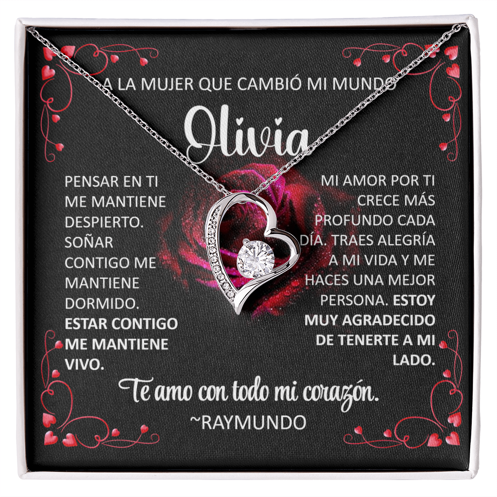 Collar Forever Love: A La Mujer Que Cambió Mi Mundo (Acabado Oro 14Q -18Q)