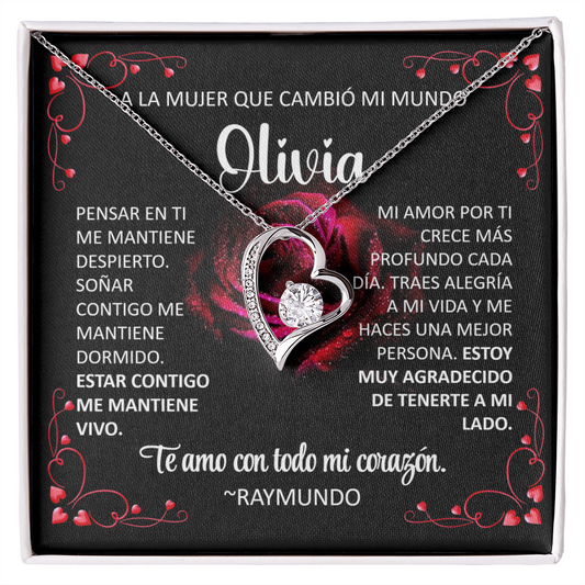 Collar Forever Love: A La Mujer Que Cambió Mi Mundo (Acabado Oro 14Q -18Q)