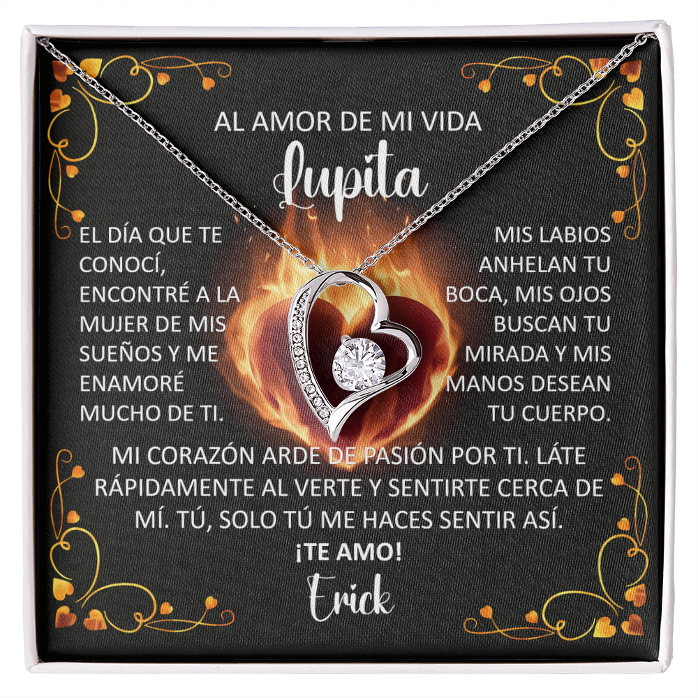 Collar Forever Love: Edición "Mi corazón arde de pasión por ti" (Acabado en Oro de 14Q - 18Q)