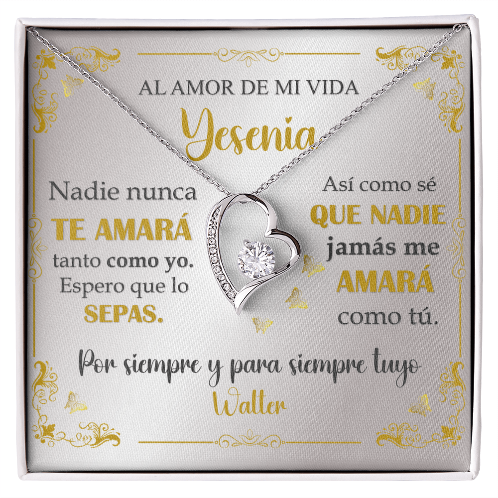 Collar Mikora Forever Love: "Nadie nunca te amará tanto como yo" (Acabado en Oro de 14q-18q)