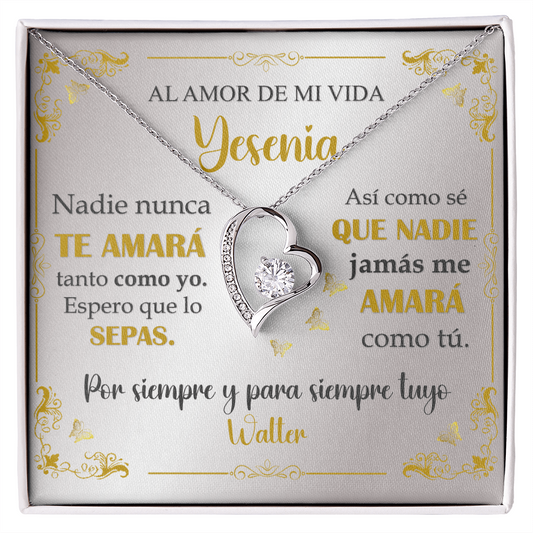 Collar Mikora Forever Love: "Nadie nunca te amará tanto como yo" (Acabado en Oro de 14q-18q)