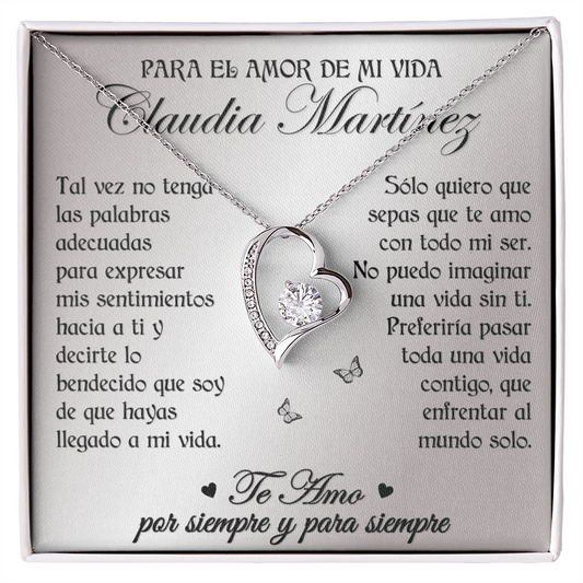 Collar Forever Love: "No puedo imaginar una vida sin ti" (Acabado en Oro de 14q-18q)