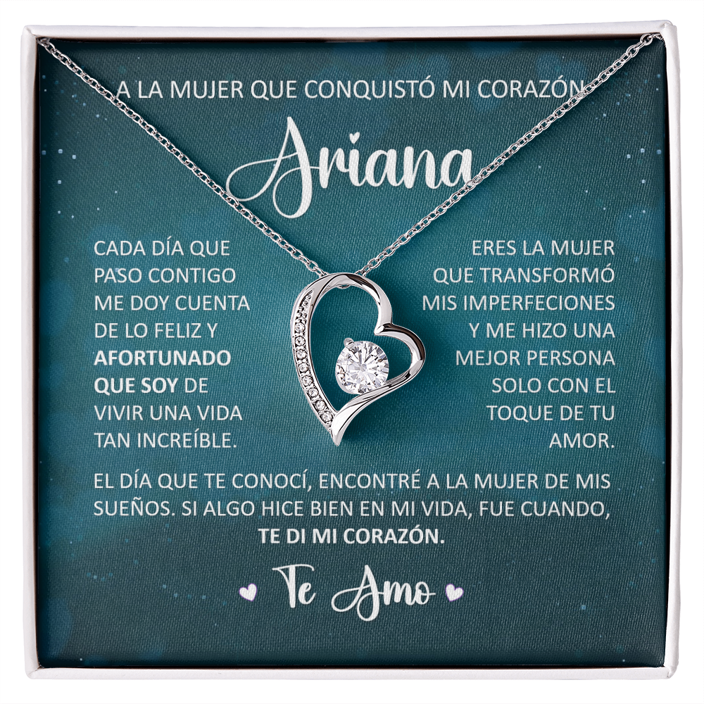 Collar Forever Love: "A La Mujer Que Conquistó Mi Corazón" ( Acabado Oro 14Q - 18Q )