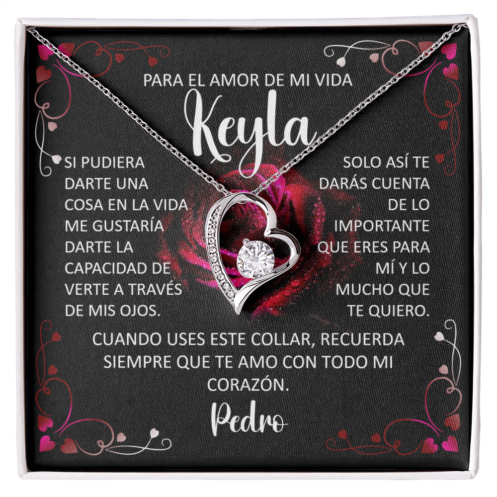 Collar Forever Love Personalizado: "Recuerda Siempre Que Te Amo" (Acabado en Oro de 14Q - 18K)