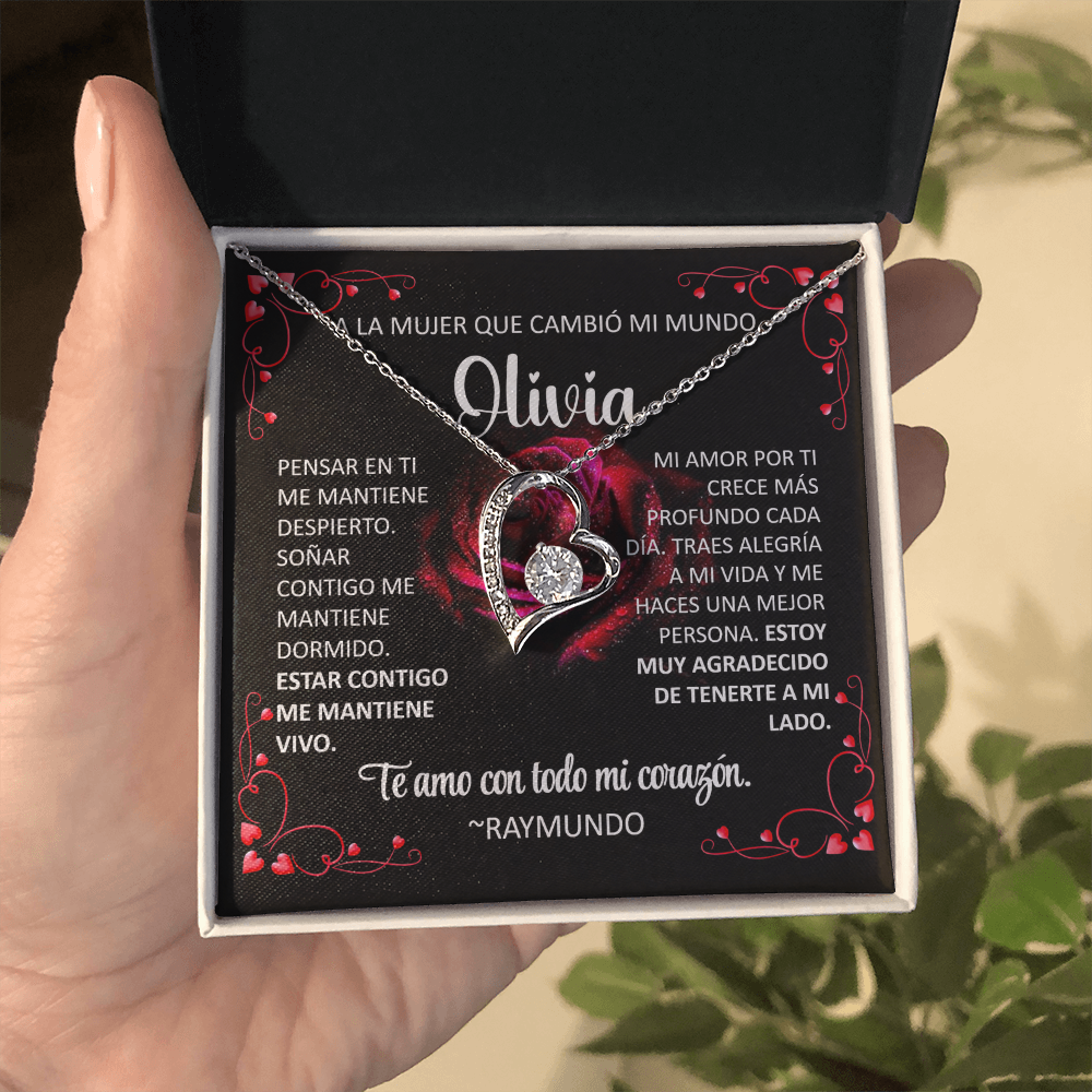 Collar Forever Love: A La Mujer Que Cambió Mi Mundo (Acabado Oro 14Q -18Q)