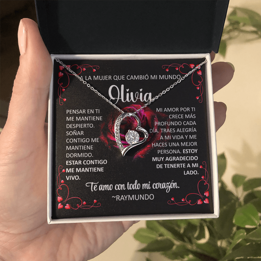Collar Forever Love: A La Mujer Que Cambió Mi Mundo (Acabado Oro 14Q -18Q)