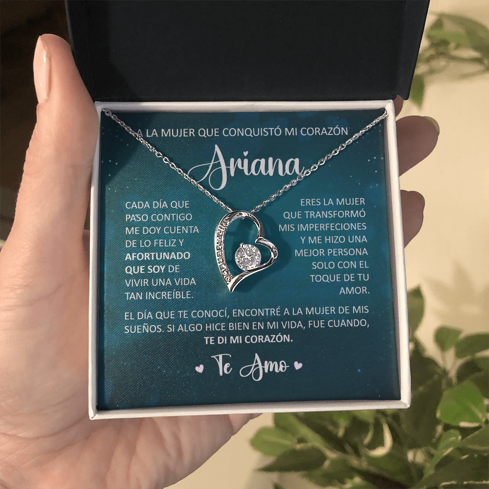 Collar Forever Love: "A La Mujer Que Conquistó Mi Corazón" ( Acabado Oro 14Q - 18Q )