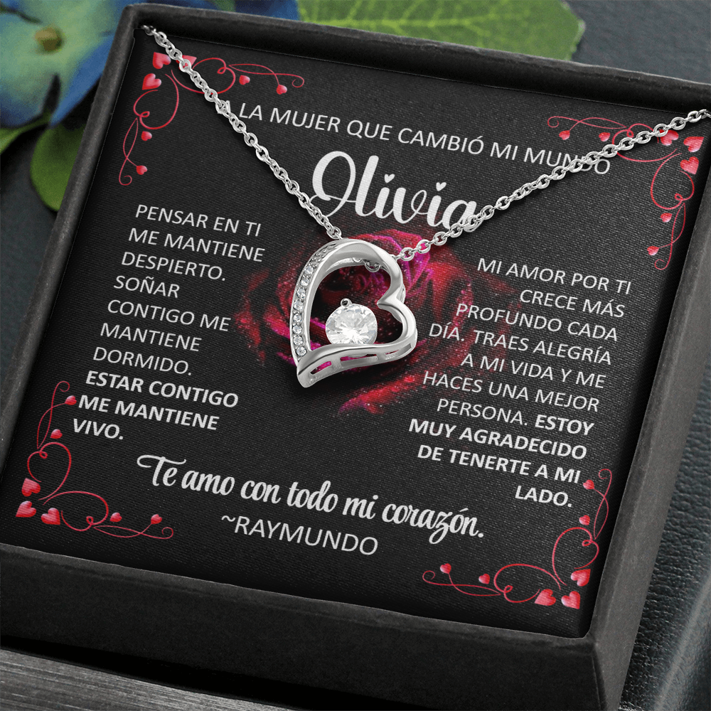 Collar Forever Love: A La Mujer Que Cambió Mi Mundo (Acabado Oro 14Q -18Q)