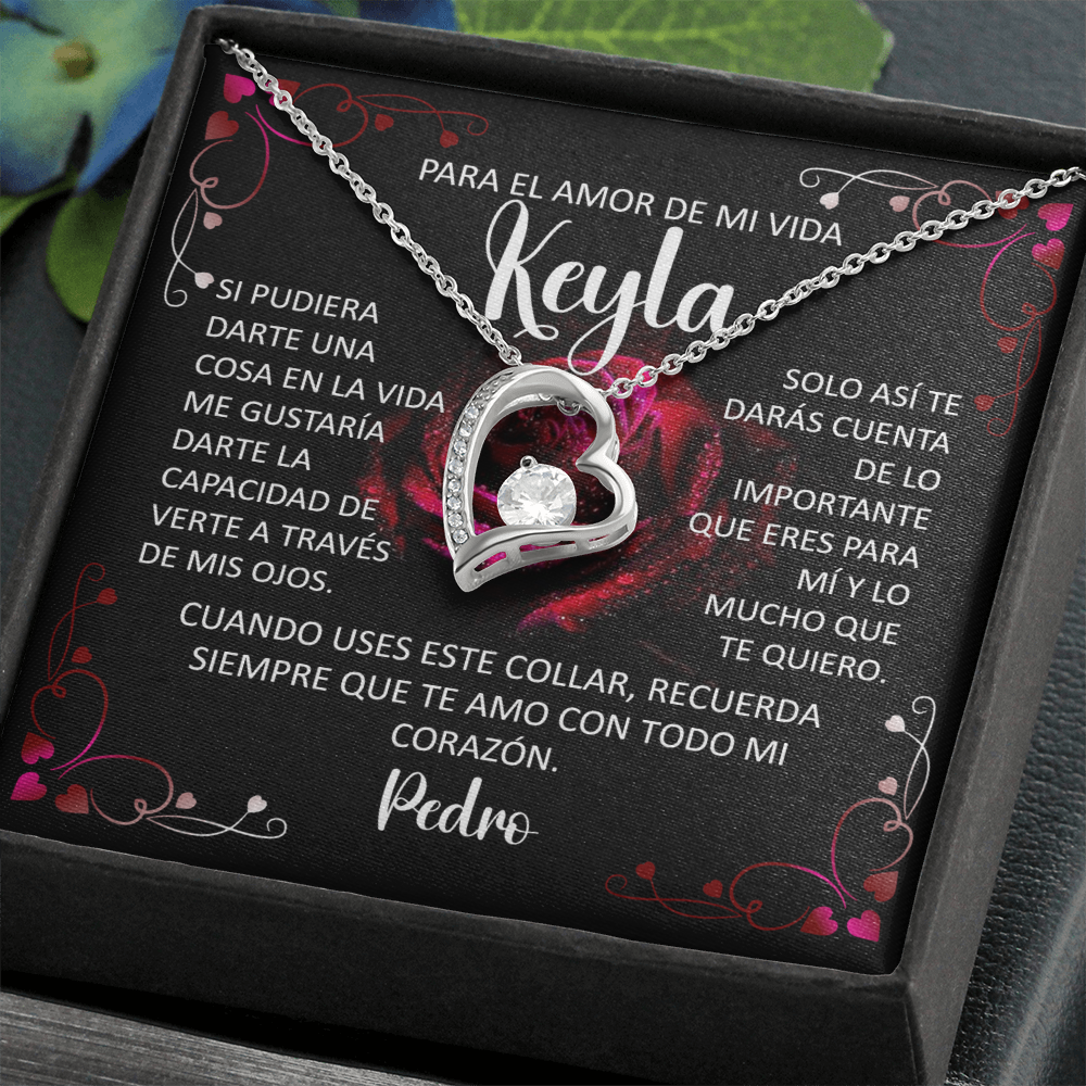 Collar Forever Love Personalizado: "Recuerda Siempre Que Te Amo" (Acabado en Oro de 14Q - 18K)